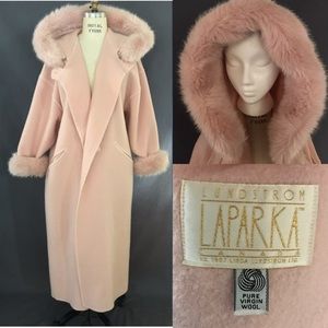 Vintage La Parka Pink Faux Fur Wool Coat Size M